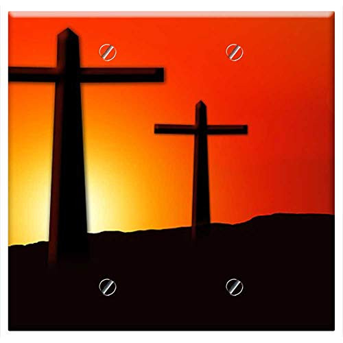 Double Blank Wall Plate Cover - Banner Header Hill Sky Sun Crucifixion Double Blank Wall Plate Cover - Banner Header Hill Sky Sun Crucifixion
