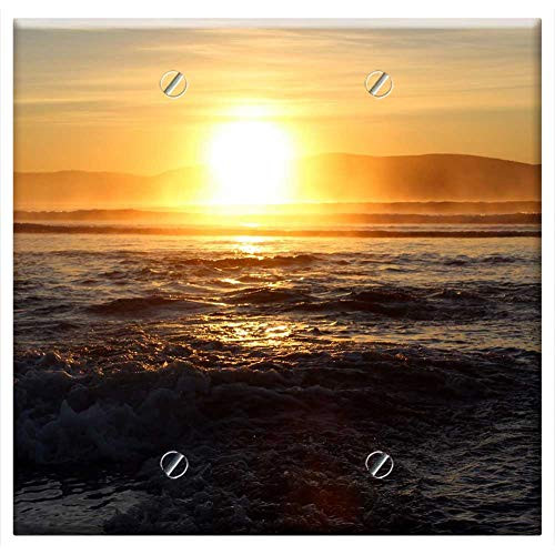 Double Blank Wall Plate Cover - Sunrise Sea Beach Wave Water Morgenstimmung