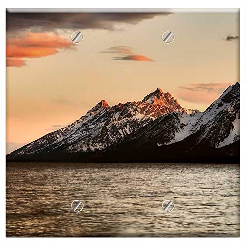 Double Blank Wall Plate Cover - Mountains Scenic Sky Clouds Sea Ocean Sunrise