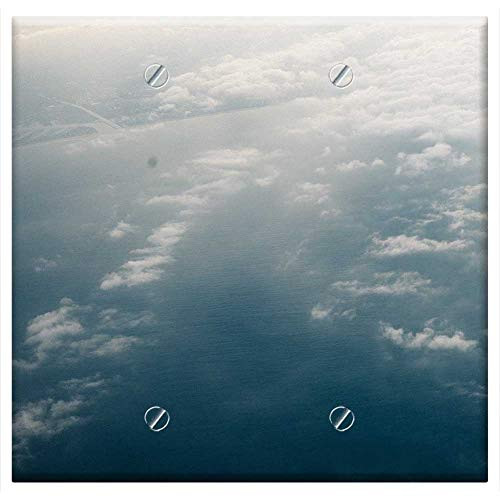 Double Blank Wall Plate Cover - Aerial Water Ocean Clouds Sunshine