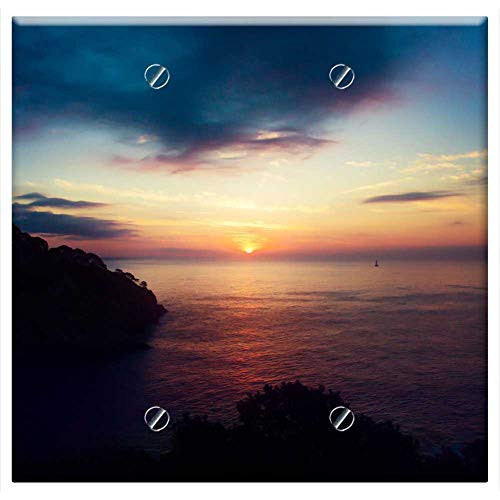 Double Blank Wall Plate Cover - Seascape Evening Sunset Horizon Dark Sea Nature