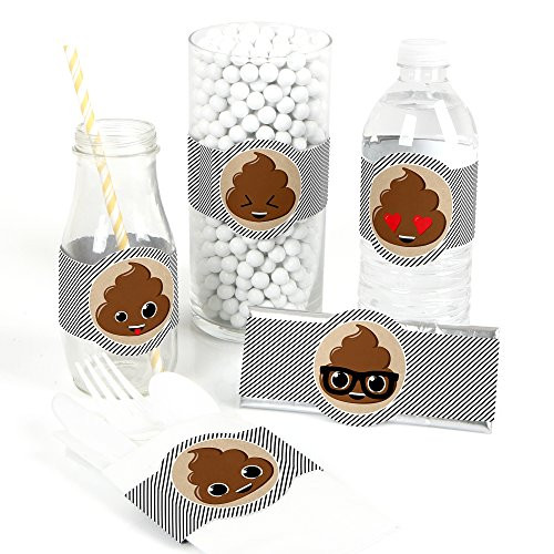 Party 'Til You're Pooped - DIY Party Supplies - Poop Emoji Party DIY Wrapper Favors & Decorations - Set of 15