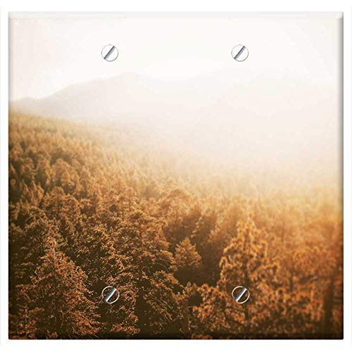 Double Blank Wall Plate Cover - Bright Forest Nature Sun Glare Trees