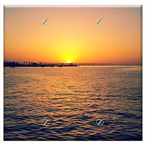 Double Blank Wall Plate Cover - Sun Sunset Beach Sea Ray Of Sunshine Evening Sun