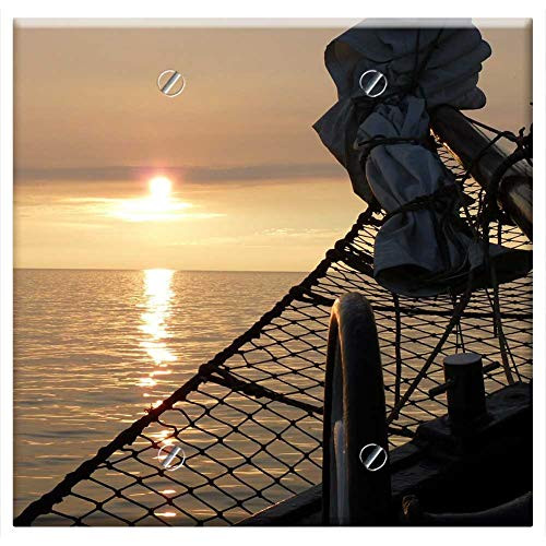 Double Blank Wall Plate Cover - Sailing Vessel Sea Sail Sun Sunset Water