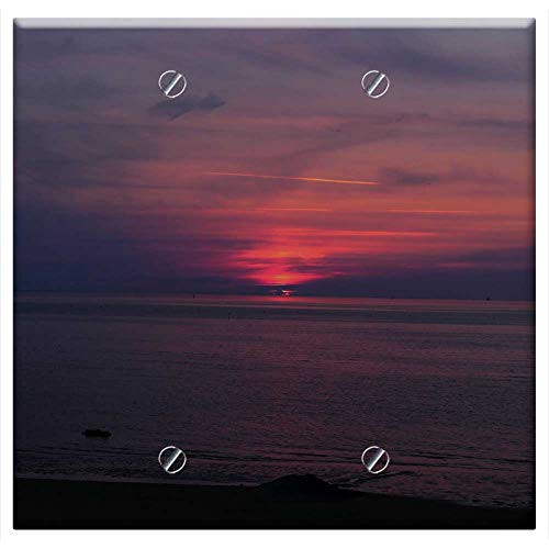 Double Blank Wall Plate Cover - Sunset Afterglow Beach Evening Sun Blue Holiday