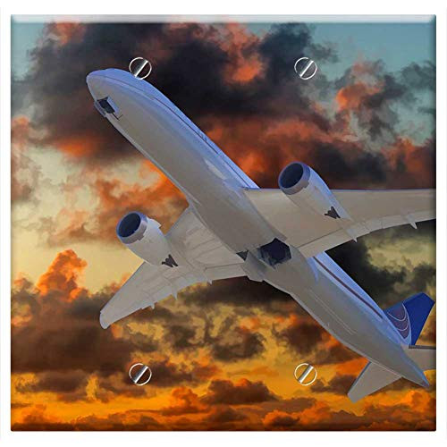 Double Blank Wall Plate Cover - Clouds Aircraft Sunset Evening Sky Sky Double Blank Wall Plate Cover - Clouds Aircraft Sunset Evening Sky Sky
