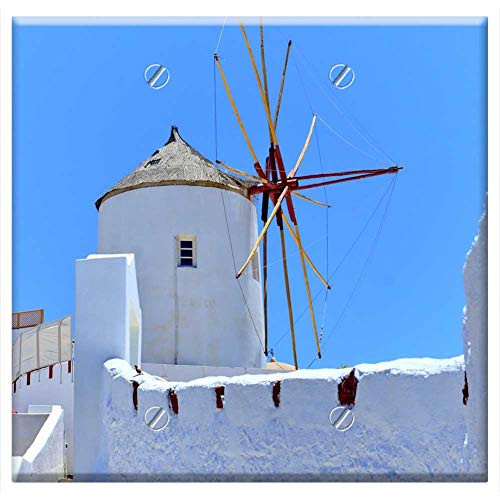 Double Blank Wall Plate Cover - Greece Santorini Beach The Sun Holidays Summer 7