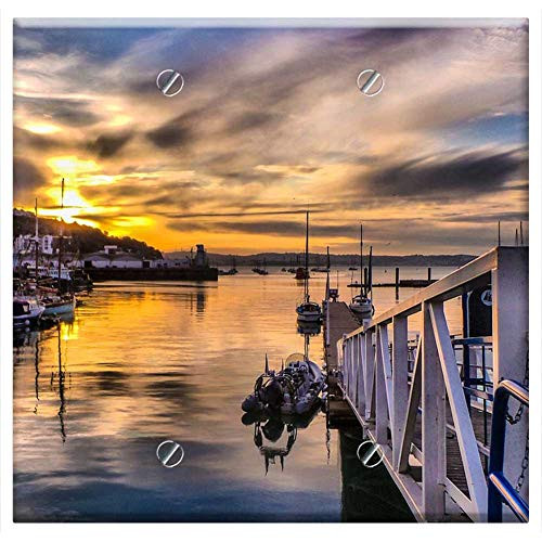 Double Blank Wall Plate Cover - Water Sunset Sky Sea Boats Scene Nature Sun