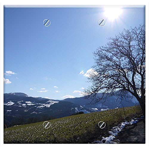 Double Blank Wall Plate Cover - Mountain Snow Sun Landscape Nature Winter Alps