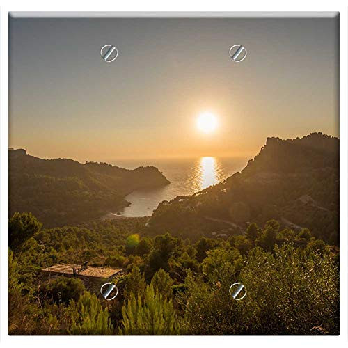 Double Blank Wall Plate Cover - Mountains Valley Sunset Sunrise Dawn Dusk Scene
