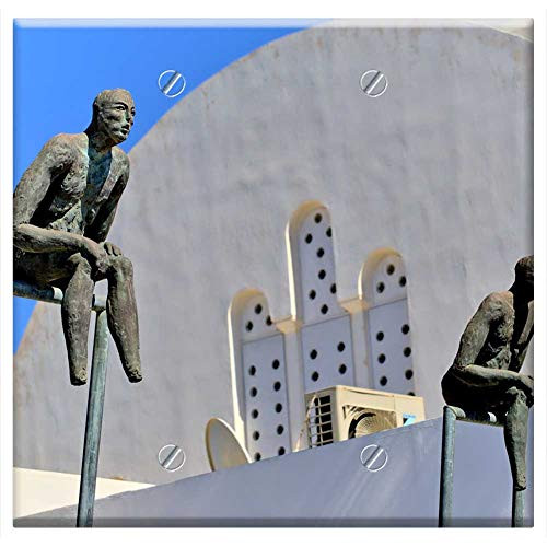 Double Blank Wall Plate Cover - Greece Santorini Beach The Sun Holidays Summer 5