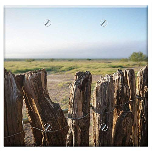 Double Blank Wall Plate Cover - Fence Wooden Outdoors Landscape Sunset Double Blank Wall Plate Cover - Fence Wooden Outdoors Landscape Sunset