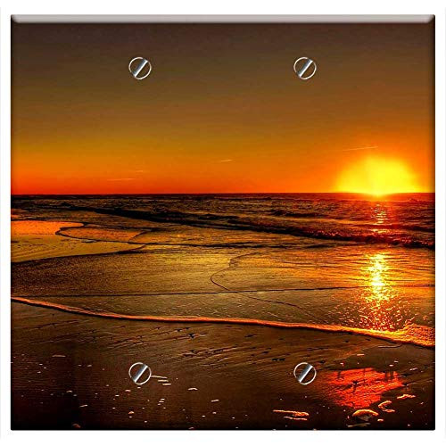 Double Blank Wall Plate Cover - Sunset Denmark Sea Coast Water Evening Sky Sun