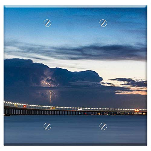 Double Blank Wall Plate Cover - Sunset Bridge Sea View