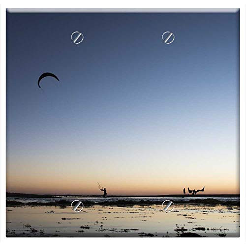 Double Blank Wall Plate Cover - Kite Surf Rate Sunset Wind Landscape Sky Double Blank Wall Plate Cover - Kite Surf Rate Sunset Wind Landscape Sky