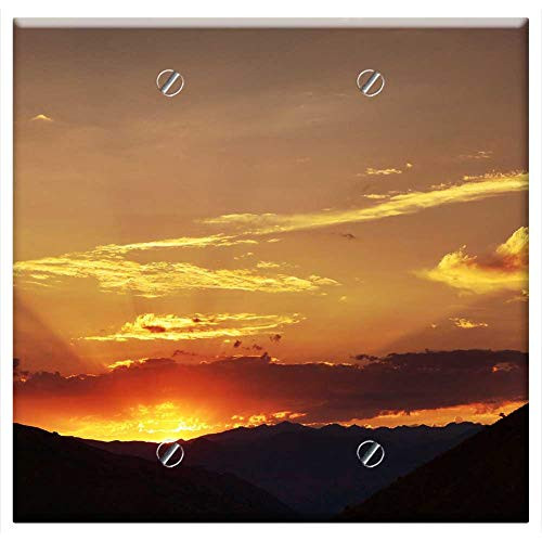 Double Blank Wall Plate Cover - Sunset Dawn Panoramic Solar Sky Turkey Nature