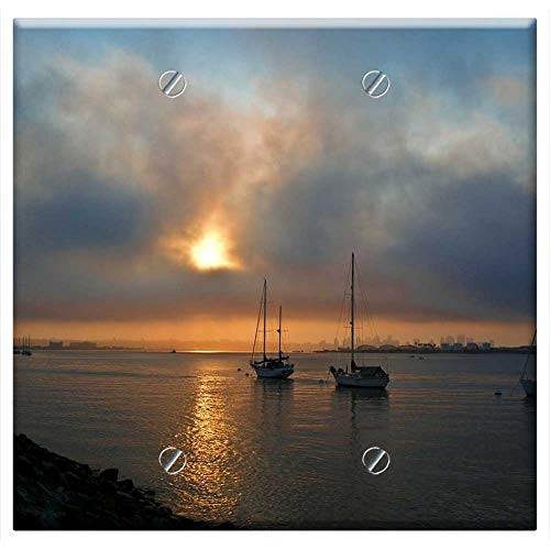 Double Blank Wall Plate Cover - San Diego California Ocean Water Sunrise Clouds