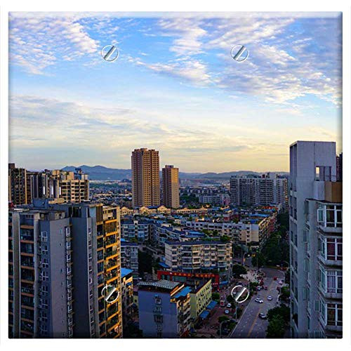 Double Blank Wall Plate Cover - City Sunset Panorama