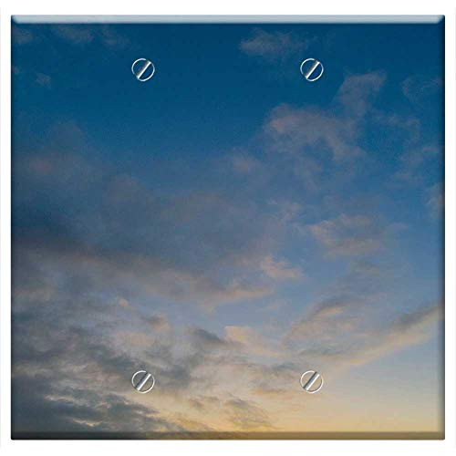 Double Blank Wall Plate Cover - Sunset Clouds Horizon Sky Nature Blue Summer