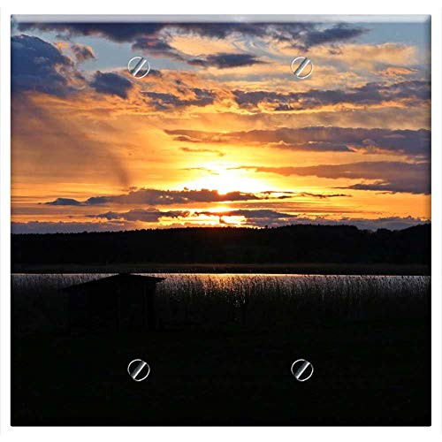 Double Blank Wall Plate Cover - Sunset Lake Abendstimmung Nature Clouds Seascape