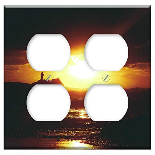 Double Duplex Outlet Wall Plate Cover - Sunset Sun Beach People Landscape Beach Sunset