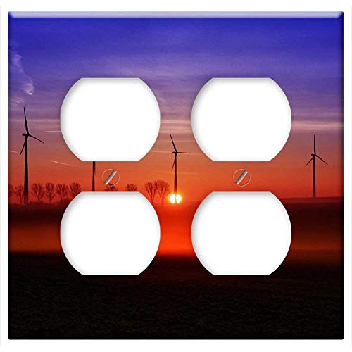 Double Duplex Outlet Wall Plate Cover - Sunrise WindrAder Mood Skies Landscape Morgenrot