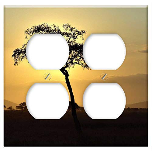 Double Duplex Outlet Wall Plate Cover - Africa Abendstimmung Landscape Evening Sky Sunset