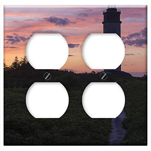 Double Duplex Outlet Wall Plate Cover - Lighthouse Denmark Sunset