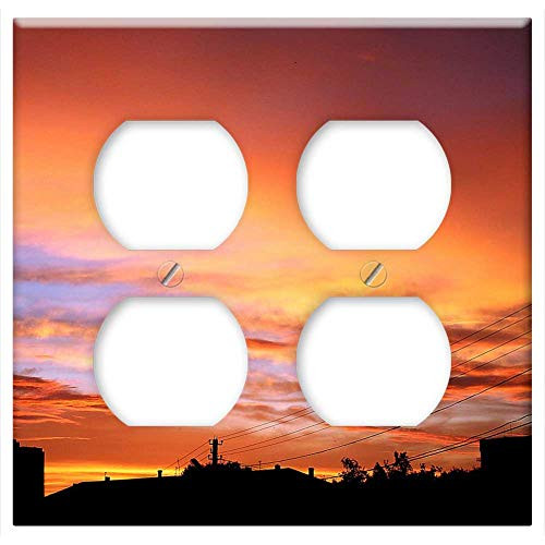 Double Duplex Outlet Wall Plate Cover - Sunset Dusk Silhouette Landscape Sky Clouds Double Duplex Outlet Wall Plate Cover - Sunset Dusk Silhouette Landscape Sky Clouds