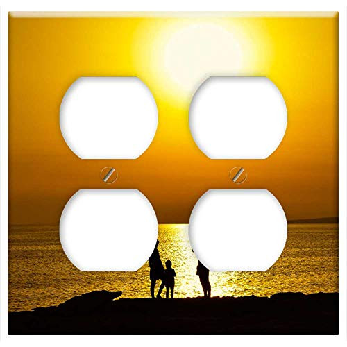 Double Duplex Outlet Wall Plate Cover - Sunset Sun Sea Horizon Nature Family People Double Duplex Outlet Wall Plate Cover - Sunset Sun Sea Horizon Nature Family People