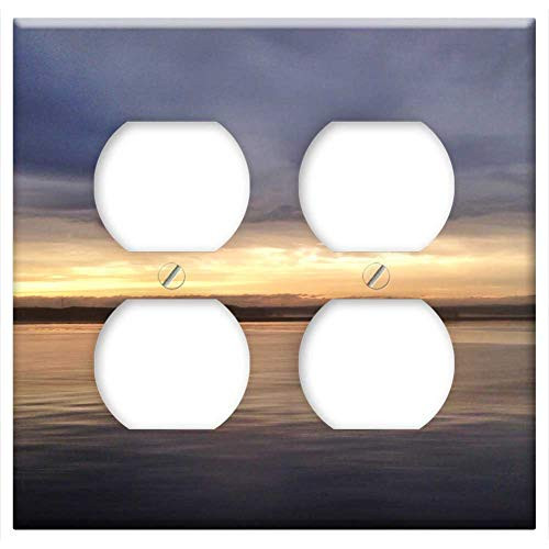 Double Duplex Outlet Wall Plate Cover - Sunset Ocean Water Horizon Sky