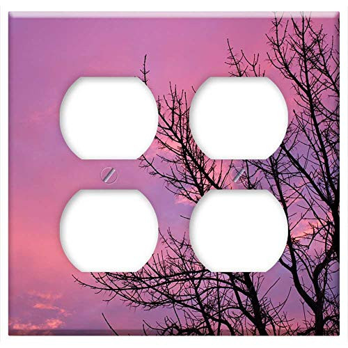 Double Duplex Outlet Wall Plate Cover - Scenery Sky Tree Scenic Clouds Sunset Colorful Double Duplex Outlet Wall Plate Cover - Scenery Sky Tree Scenic Clouds Sunset Colorful