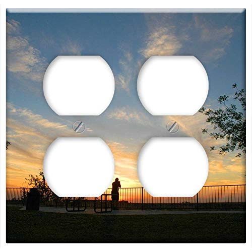 Double Duplex Outlet Wall Plate Cover - Sky Summer Scenic Scenery Postcard Rest Sun