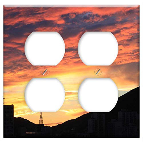 Double Duplex Outlet Wall Plate Cover - Glow Landscape Sunset Republic Of Korea Sky Cloud