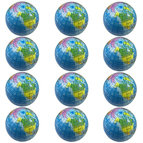 Globe Stress Ball 12 PCS Foam Squashy Balls (2.5") The Earth Squeeze Ball to Release Stress World Geography Learning Toy for Children Birthday Party Favor (Globe)