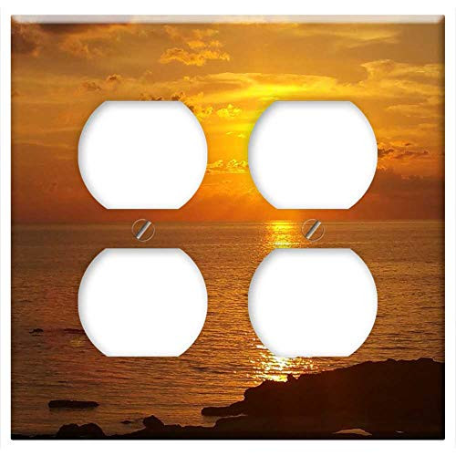 Double Duplex Outlet Wall Plate Cover - Sunset Sea Sunset Sea Abendstimmung Setting Sun