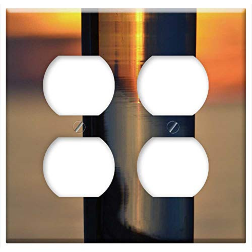 Double Duplex Outlet Wall Plate Cover - Water Glass Reflections Sunset Glass By The Sea