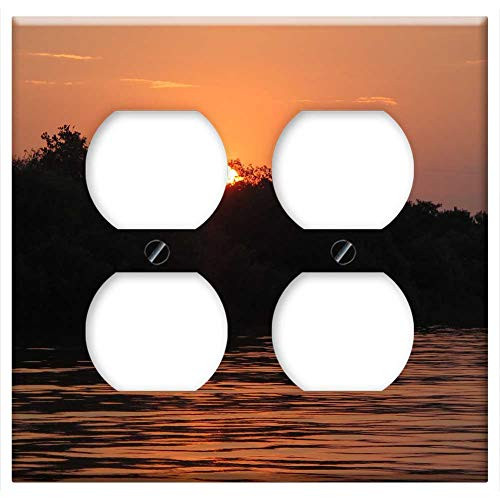Double Duplex Outlet Wall Plate Cover - Sunset Sun Nature