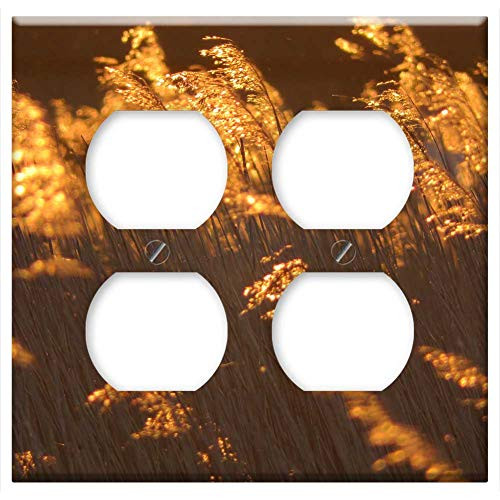 Double Duplex Outlet Wall Plate Cover - Reeds Sunset Nature Countryside River Landscape Double Duplex Outlet Wall Plate Cover - Reeds Sunset Nature Countryside River Landscape