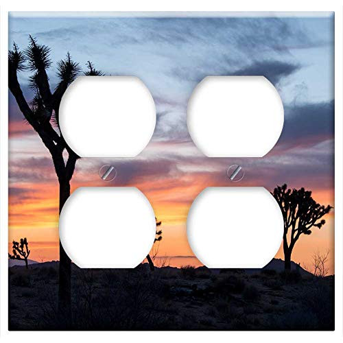 Double Duplex Outlet Wall Plate Cover - Joshua Trees Sunset Landscape Desert Nature Sky