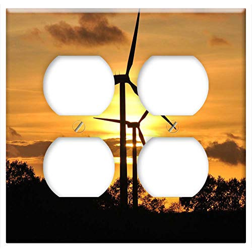 Double Duplex Outlet Wall Plate Cover - Windmill Sunset Energy Electricity Sky Wind Double Duplex Outlet Wall Plate Cover - Windmill Sunset Energy Electricity Sky Wind
