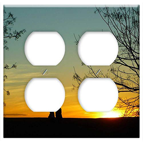 Double Duplex Outlet Wall Plate Cover - Adarve Wall Sunset Trees Sky Light Sun Winter