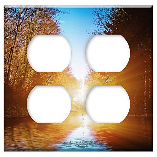 Double Duplex Outlet Wall Plate Cover - Nature Dawn Reflection Outdoors Sunset Lake Tree Double Duplex Outlet Wall Plate Cover - Nature Dawn Reflection Outdoors Sunset Lake Tree