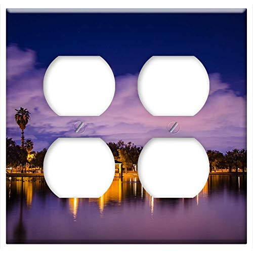 Double Duplex Outlet Wall Plate Cover - Nature Purple Sunset Desert Breeze Evening Lake Double Duplex Outlet Wall Plate Cover - Nature Purple Sunset Desert Breeze Evening Lake