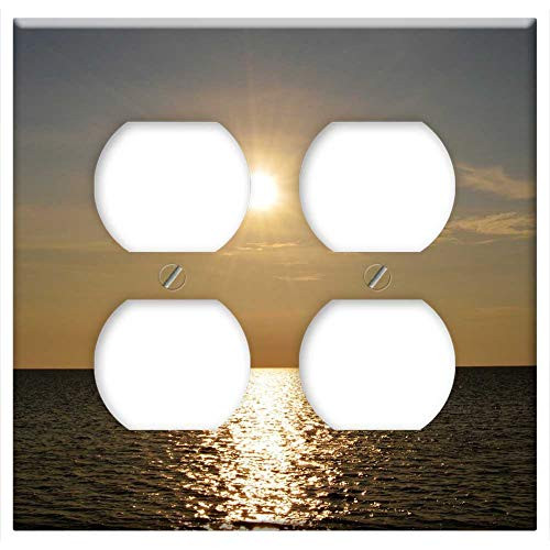 Double Duplex Outlet Wall Plate Cover - Sunset Landscape Campeche Sun Nature