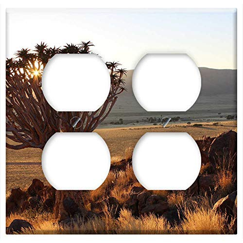 Double Duplex Outlet Wall Plate Cover - Quiver Tree Namibia Sunset Desert Landscape Nature