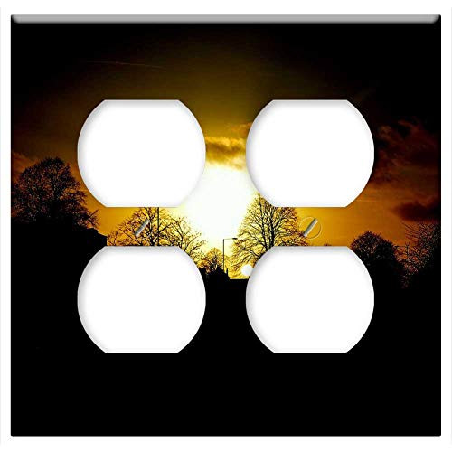 Double Duplex Outlet Wall Plate Cover - Evening Nature Sunset Background Light Effect Red Double Duplex Outlet Wall Plate Cover - Evening Nature Sunset Background Light Effect Red