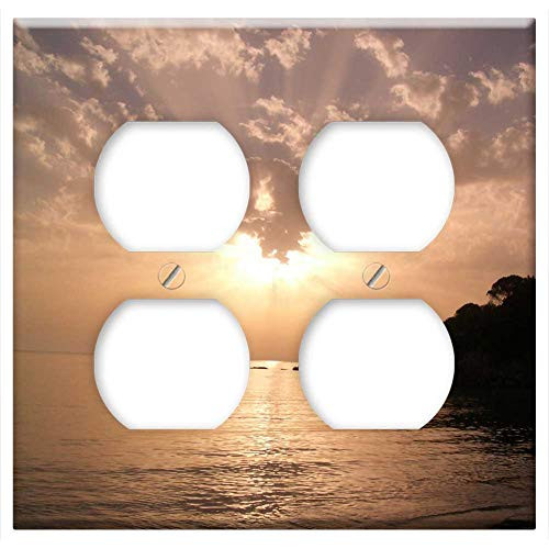 Double Duplex Outlet Wall Plate Cover - Sunset Abendstimmung Sea Afterglow Evening Sky