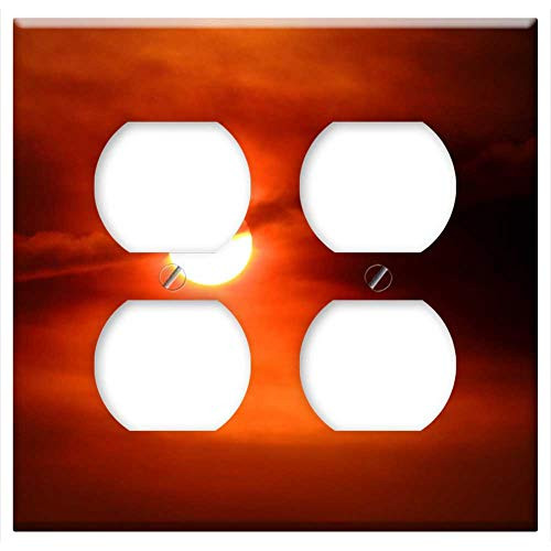 Double Duplex Outlet Wall Plate Cover - Sol Sunset Against Light Clouds In The Sun